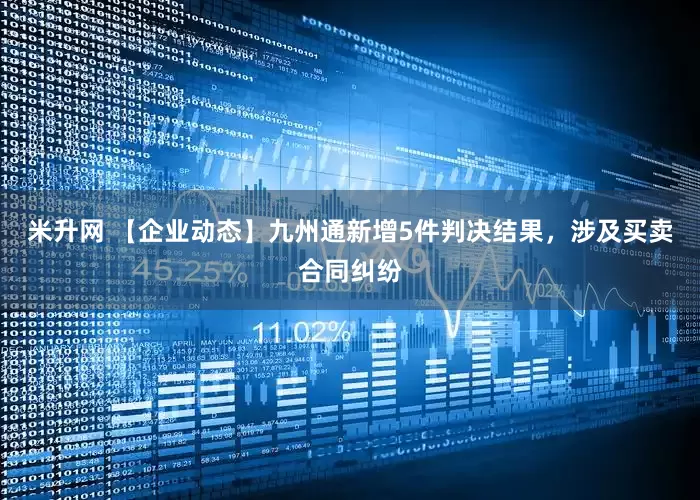 米升网 【企业动态】九州通新增5件判决结果，涉及买卖合同纠纷